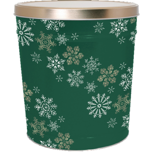 Green Snowflake Large Popcorn Tin