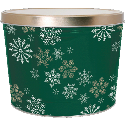 Green Snowflake Small Popcorn Tin